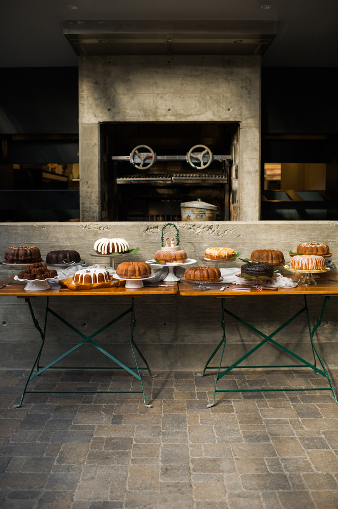 cake table with bundt cakes