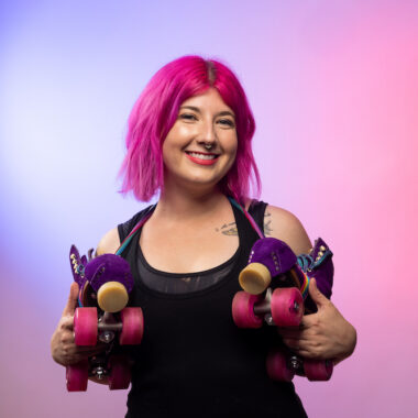 janna stevens holds skates