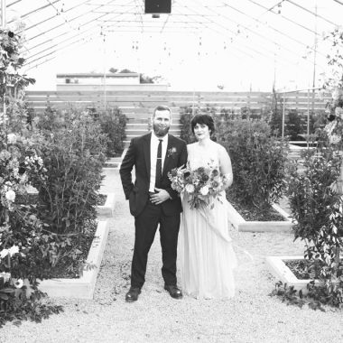 bride and groom at garden wedding