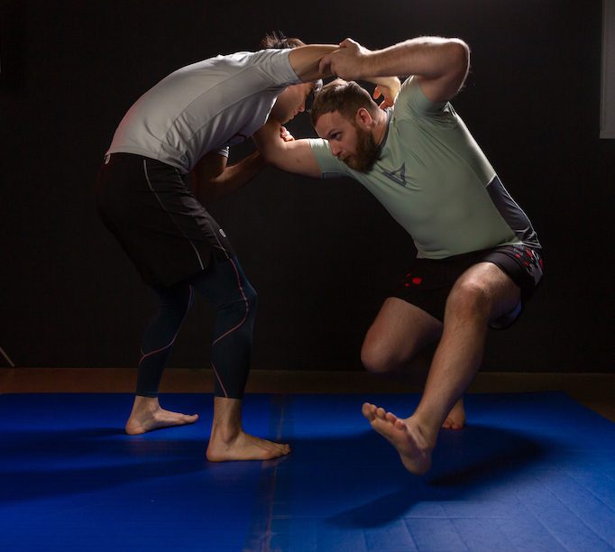 russell marbut doing jiu jitsu with dj wright