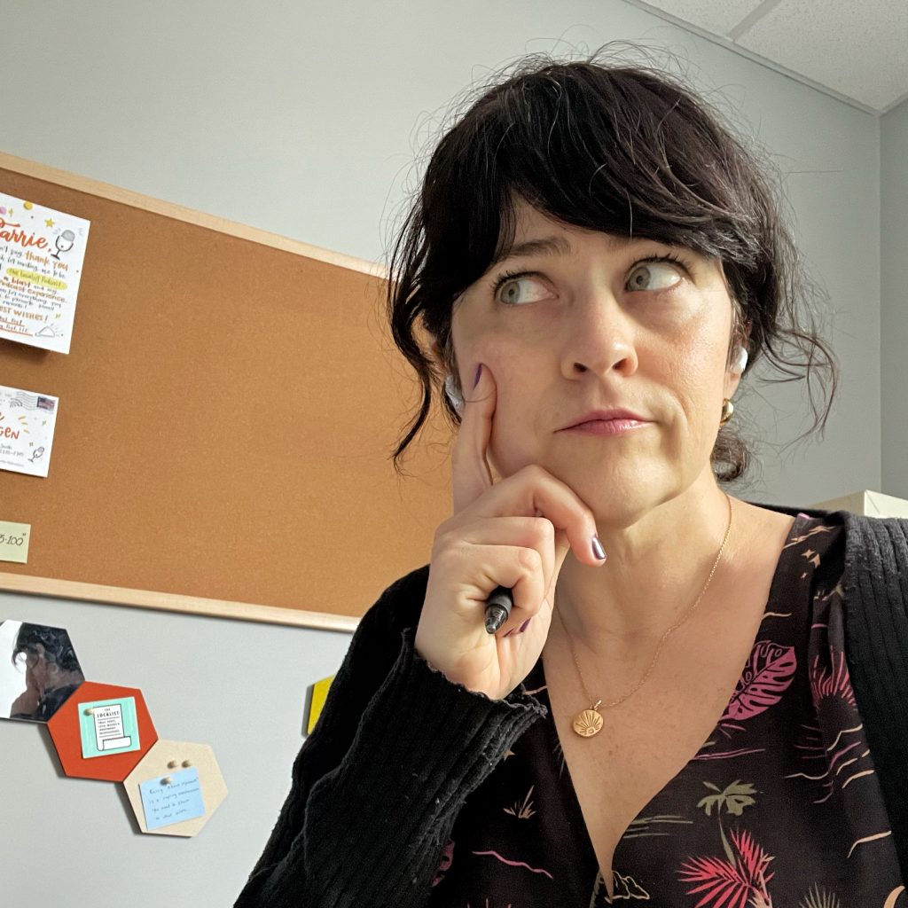 carrie rollwagen thinking face