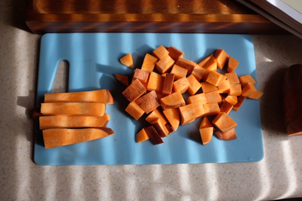 chopped sweet potatoes