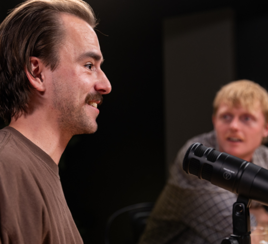 Myres Allen and Stephen Peacock, co-hosts of Word of Mouth Podcast, recorded at Infomedia Studios for The Localist podcast episode about building community through podcasting